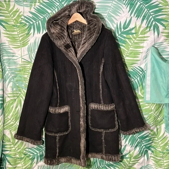 Donna Salyers' Fabulous-Furs Faux Suede & Faux Fur Trimmed Hooded - Picture 2 of 12